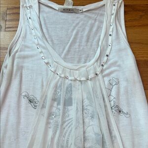 Stylish White Embellished Tank Top